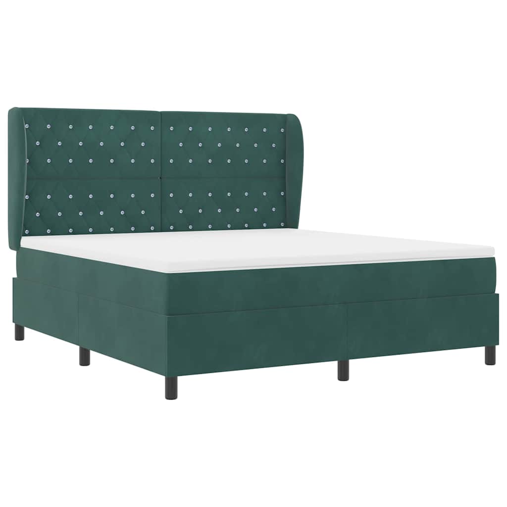 vidaXL Κρεβάτι με ελατήρια Σκούρο Πράσινο 200 x 180 cm Βελούδο