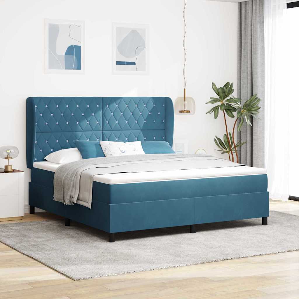 vidaXL Κρεβάτι με ελατήρια Σκούρο Μπλε 200 x 180 cm Βελούδο