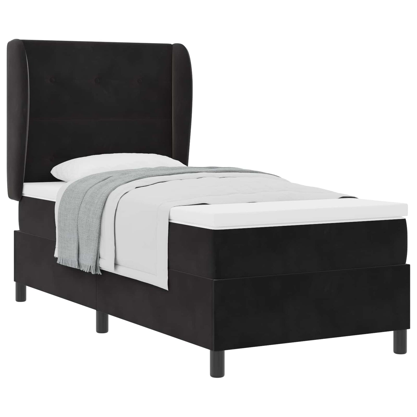 vidaXL Κρεβάτι με ελατήρια με κεφαλάρι Μαύρο 190 x 90 cm Βελούδο