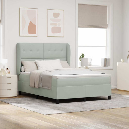 vidaXL Κρεβάτι με ελατήρια Ανοιχτό γκρι 200 x 140 cm Βελούδο