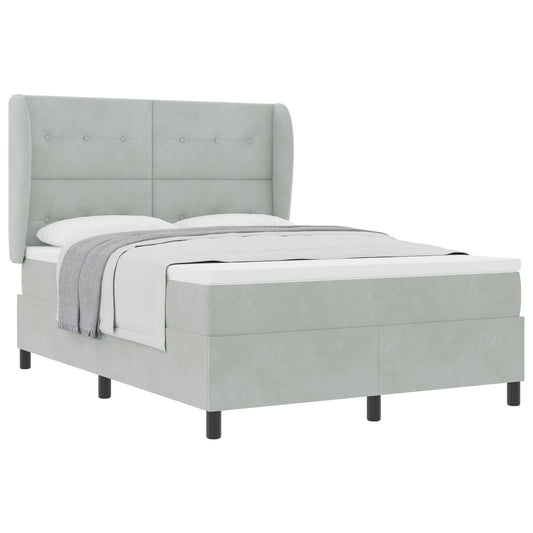 vidaXL Κρεβάτι με ελατήρια Ανοιχτό γκρι 200 x 140 cm Βελούδο