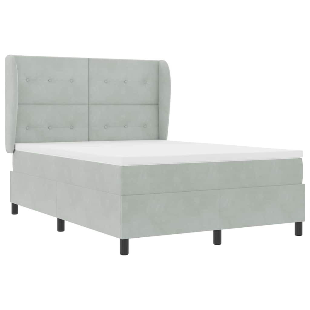 vidaXL Κρεβάτι με ελατήρια Ανοιχτό γκρι 200 x 140 cm Βελούδο