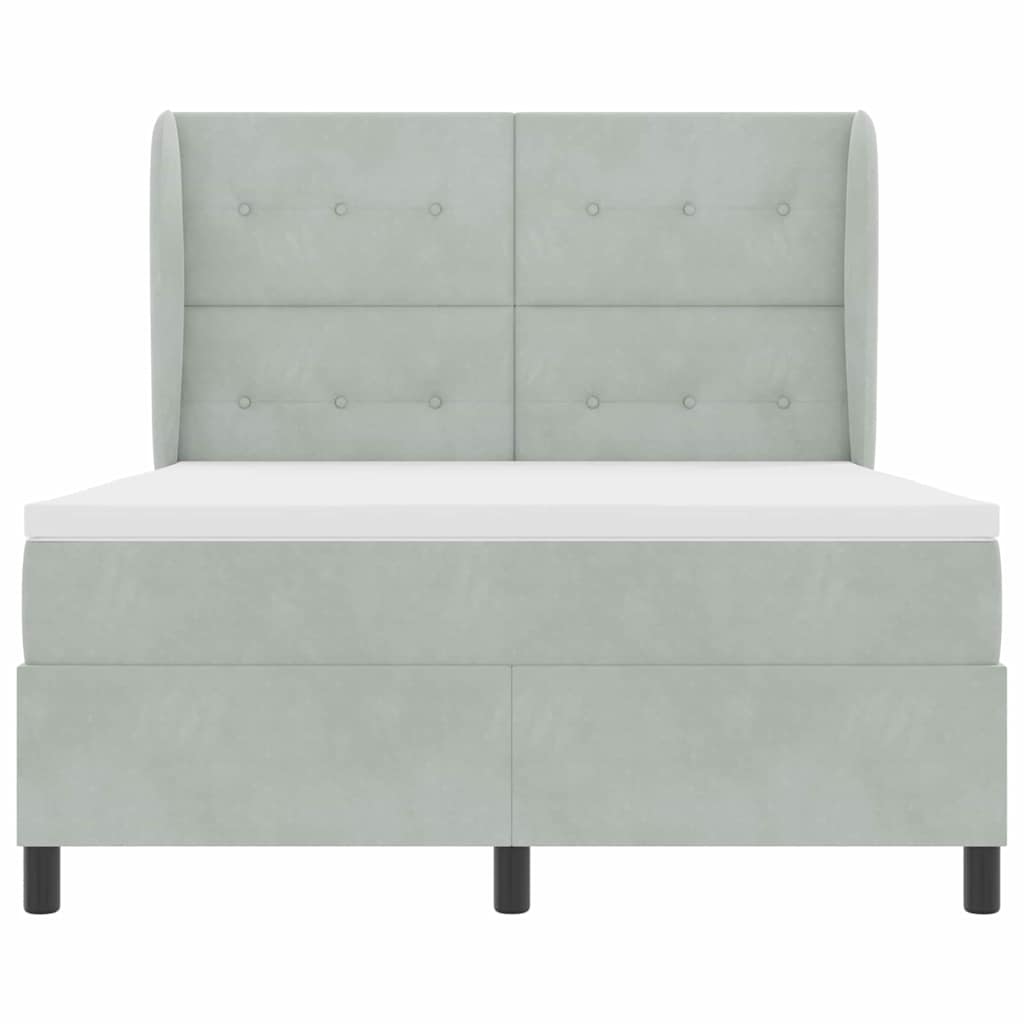 vidaXL Κρεβάτι με ελατήρια Ανοιχτό γκρι 200 x 140 cm Βελούδο