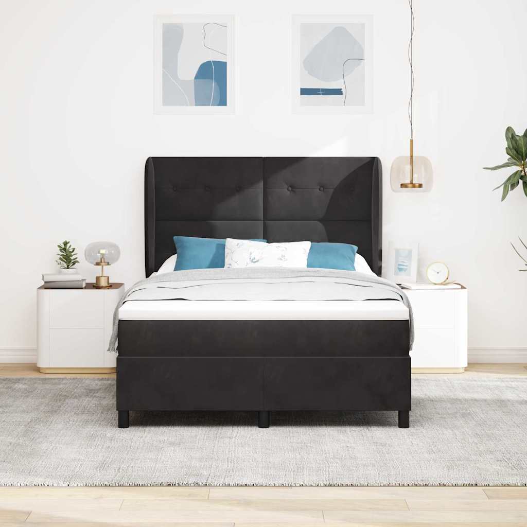 vidaXL Κρεβάτι με ελατήρια με στρώμα Μαύρο 200 x 140 cm Βελούδο