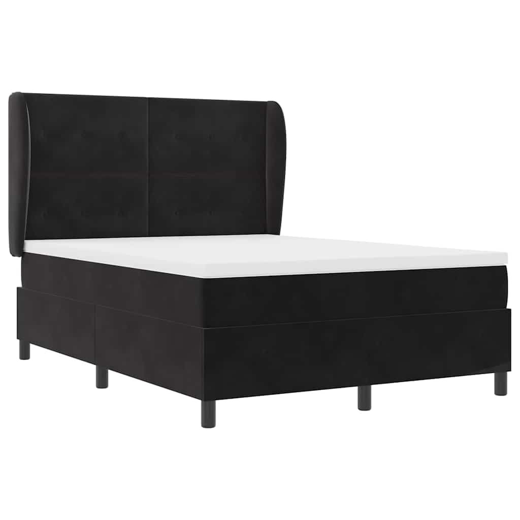 vidaXL Κρεβάτι με ελατήρια με στρώμα Μαύρο 200 x 140 cm Βελούδο