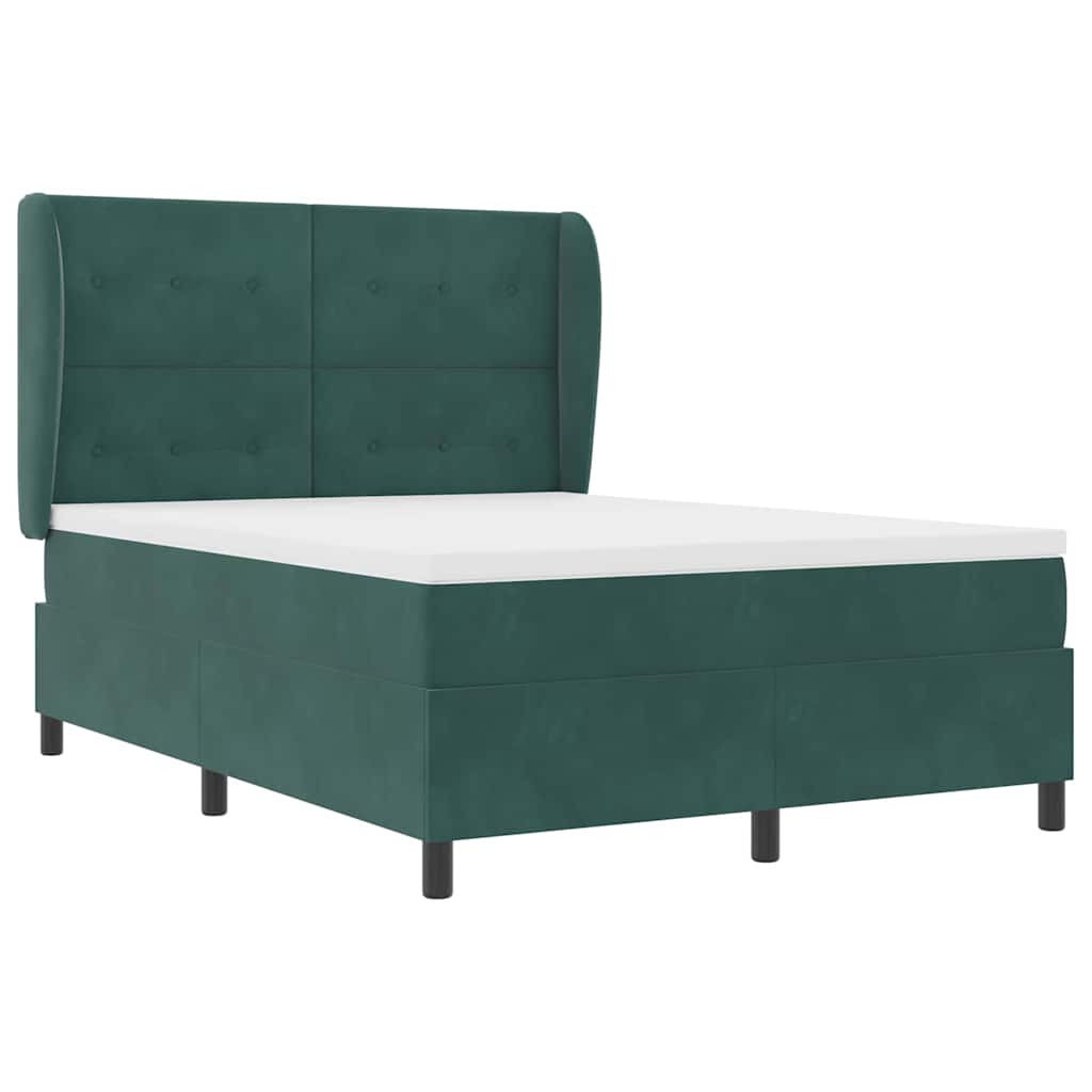 vidaXL Κρεβάτι με ελατήρια Σκούρο Πράσινο 200 x 140 cm Βελούδο