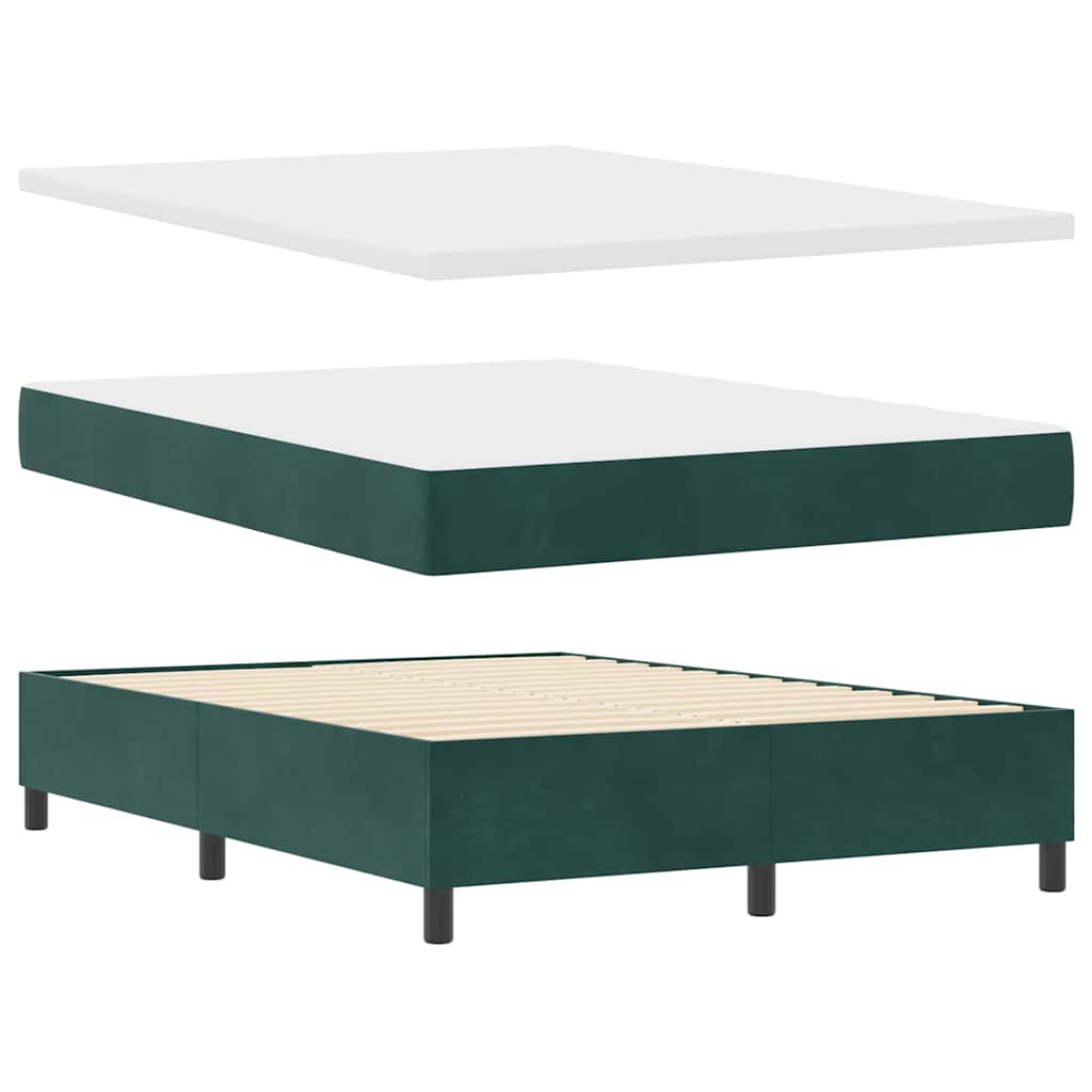 vidaXL Κρεβάτι με ελατήρια Σκούρο Πράσινο 200 x 140 cm Βελούδο
