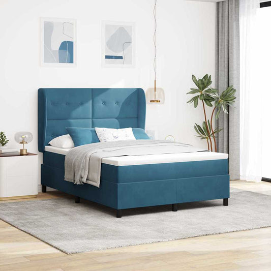 vidaXL Κρεβάτι με ελατήρια Σκούρο Μπλε 200 x 160 εκατοστά Βελούδο