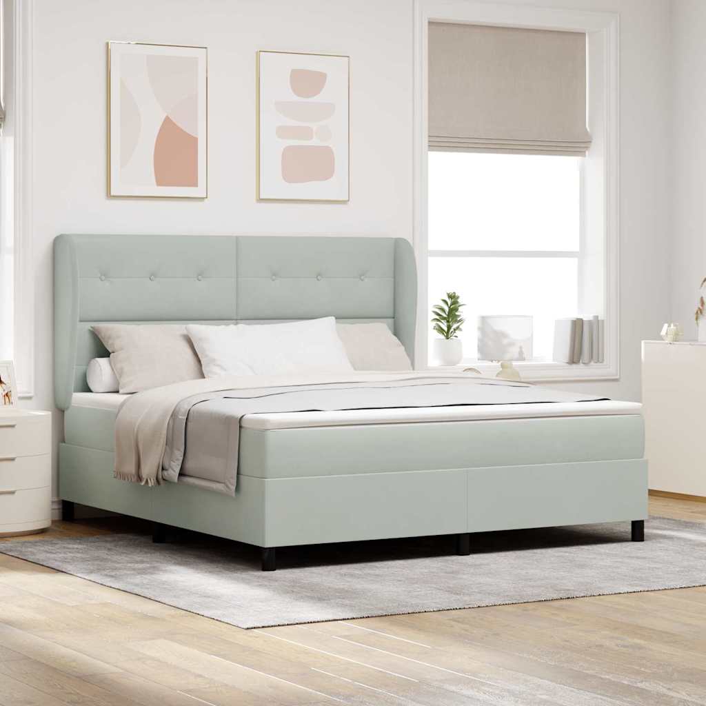 vidaXL Κρεβάτι με ελατήρια Ανοιχτό γκρι 200 x 180 cm Βελούδο