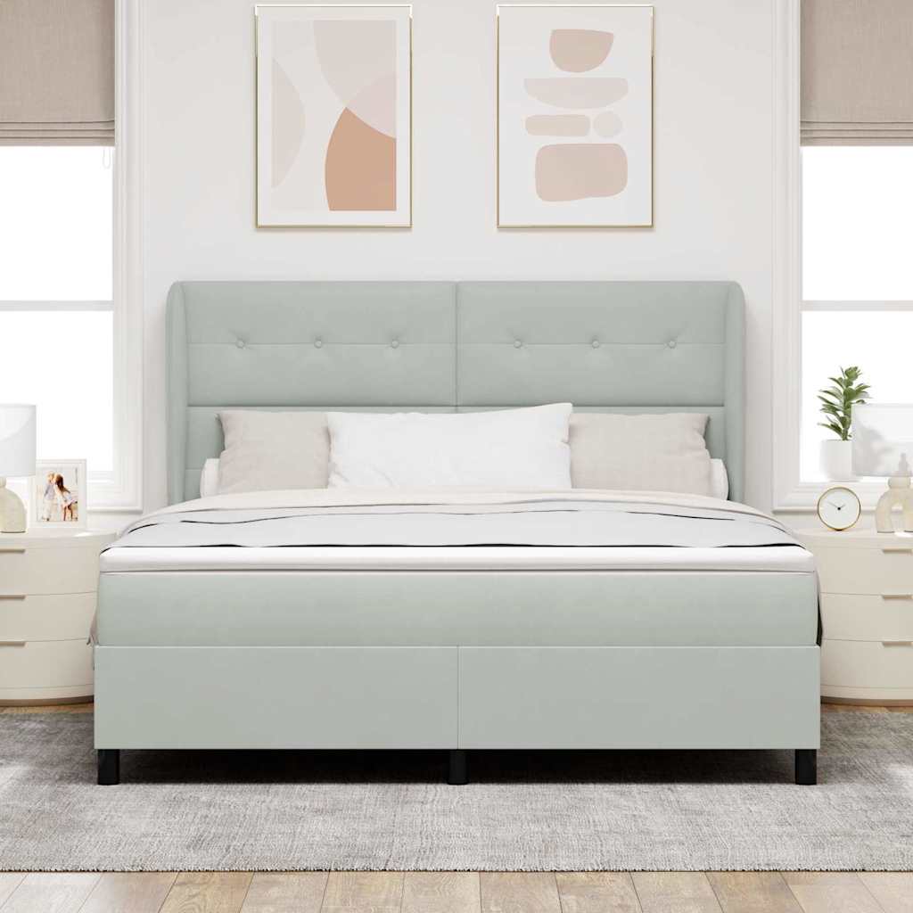 vidaXL Κρεβάτι με ελατήρια Ανοιχτό γκρι 200 x 180 cm Βελούδο