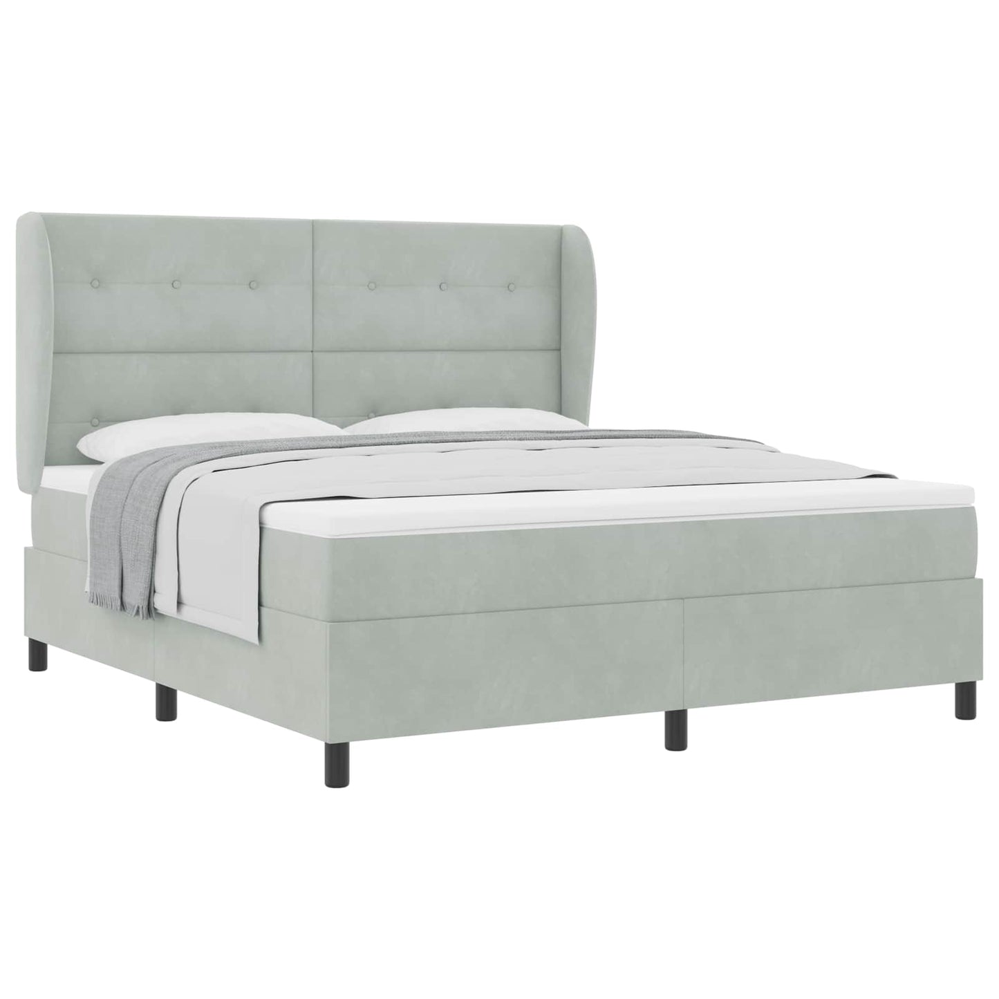 vidaXL Κρεβάτι με ελατήρια Ανοιχτό γκρι 200 x 180 cm Βελούδο