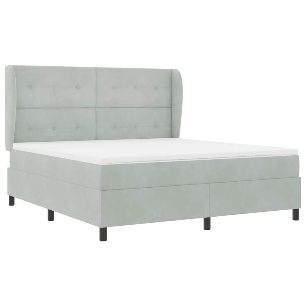 vidaXL Κρεβάτι με ελατήρια Ανοιχτό γκρι 200 x 180 cm Βελούδο
