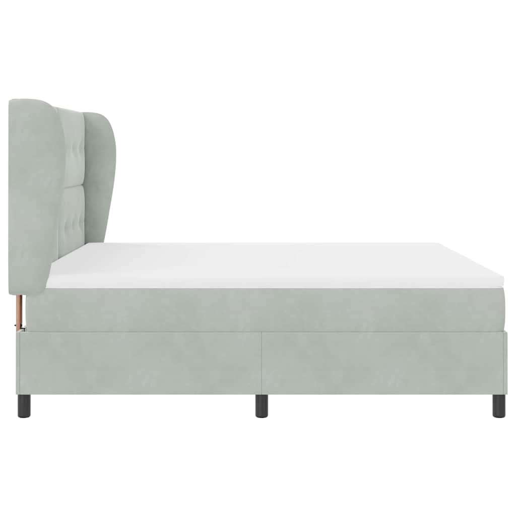 vidaXL Κρεβάτι με ελατήρια Ανοιχτό γκρι 200 x 180 cm Βελούδο