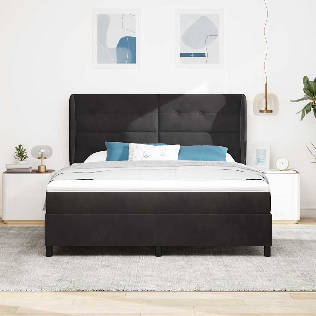 vidaXL Κρεβάτι με ελατήρια με κεφαλάρι Μαύρο 200 x 180 cm Βελούδο