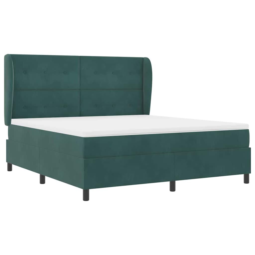 vidaXL Κρεβάτι με ελατήρια Σκούρο Πράσινο 200 x 180 cm Βελούδο