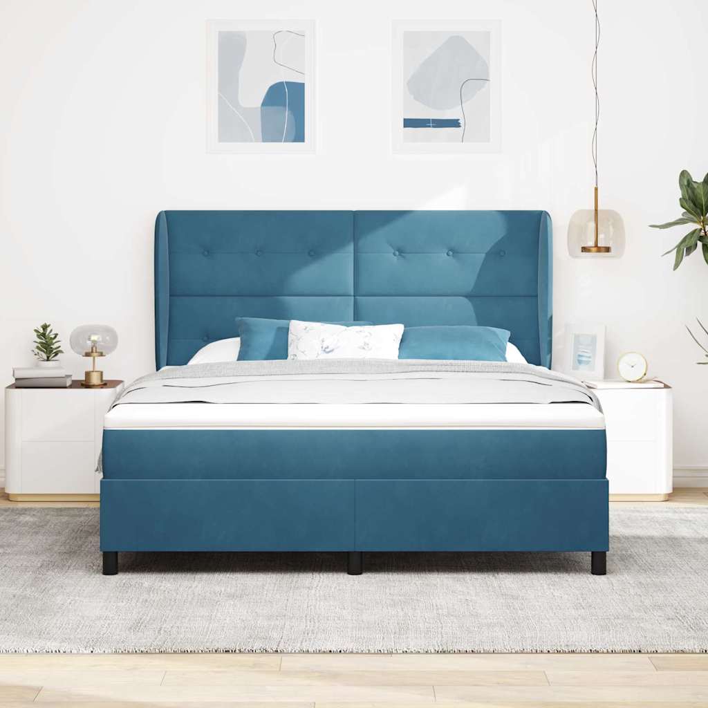 vidaXL Κρεβάτι με ελατήρια Σκούρο Μπλε 200 x 180 cm Βελούδο