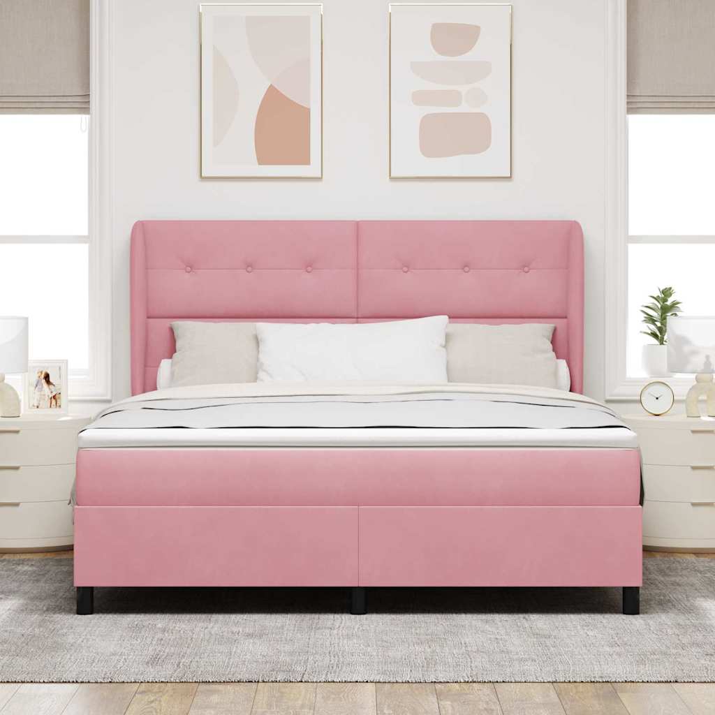 vidaXL Κρεβάτι με ελατήρια με κεφαλάρι Ροζ 200 x 180 cm Βελούδο