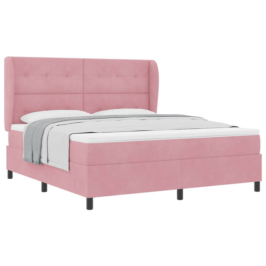 vidaXL Κρεβάτι με ελατήρια με κεφαλάρι Ροζ 200 x 180 cm Βελούδο