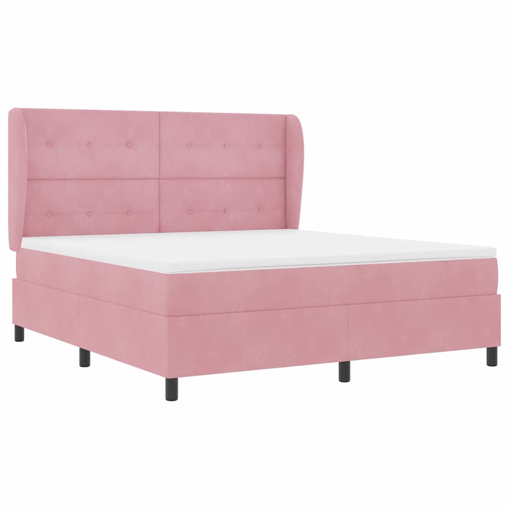 vidaXL Κρεβάτι με ελατήρια με κεφαλάρι Ροζ 200 x 180 cm Βελούδο