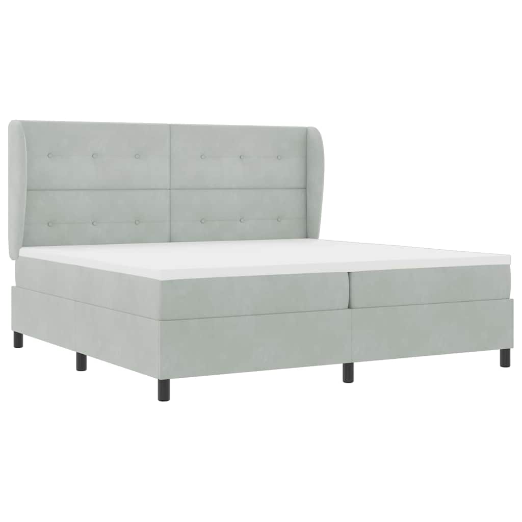 vidaXL Κρεβάτι με ελατήρια Ανοιχτό γκρι 200 x 200 cm Βελούδο