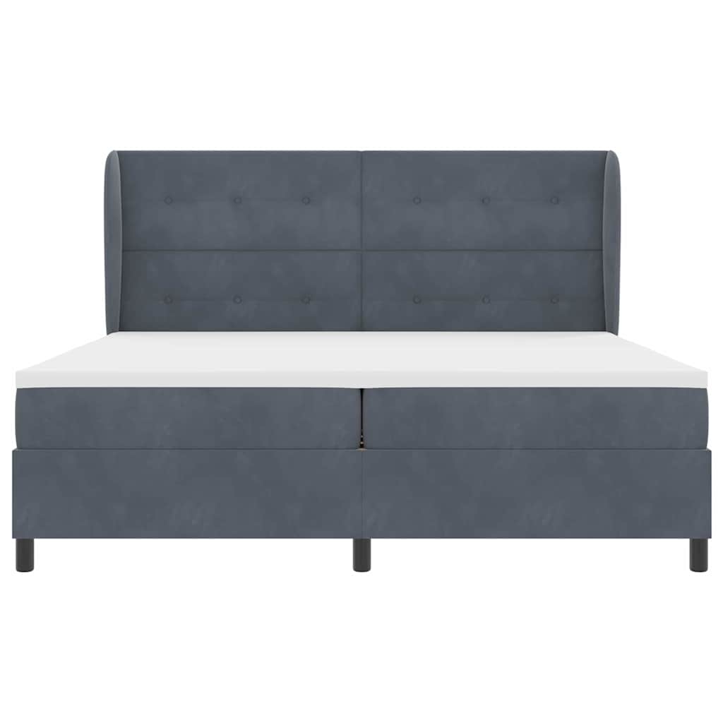 vidaXL Κρεβάτι με ελατήρια Σκούρο Γκρι 200 x 200 cm Βελούδο