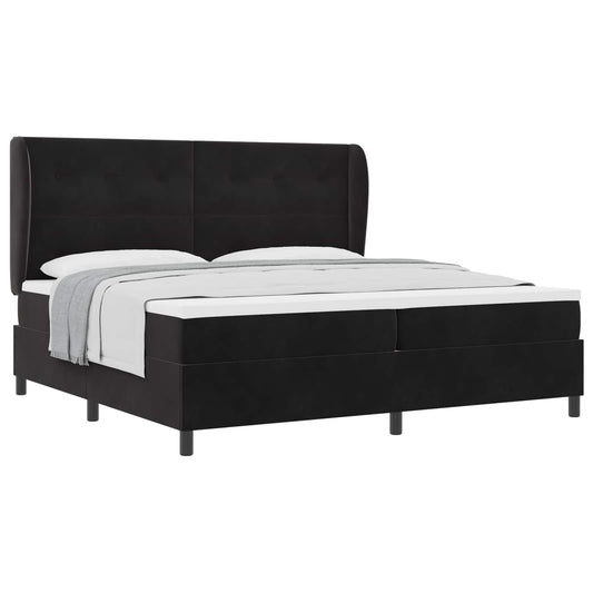 vidaXL Κρεβάτι με ελατήρια με κεφαλάρι Μαύρο 200 x 200 cm Βελούδο