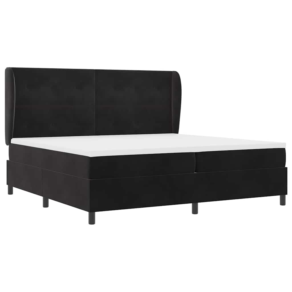 vidaXL Κρεβάτι με ελατήρια με κεφαλάρι Μαύρο 200 x 200 cm Βελούδο