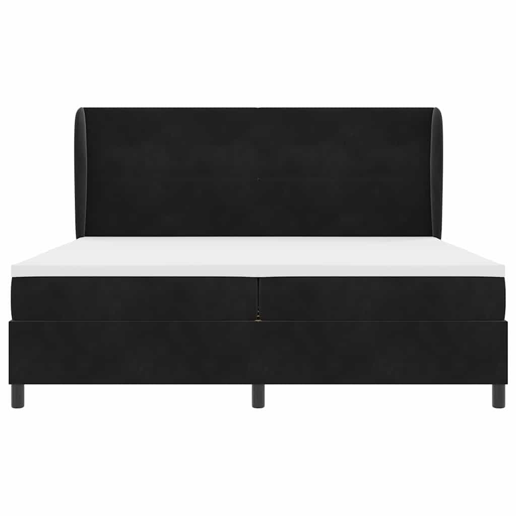 vidaXL Κρεβάτι με ελατήρια με κεφαλάρι Μαύρο 200 x 200 cm Βελούδο