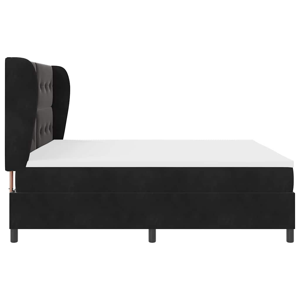 vidaXL Κρεβάτι με ελατήρια με κεφαλάρι Μαύρο 200 x 200 cm Βελούδο