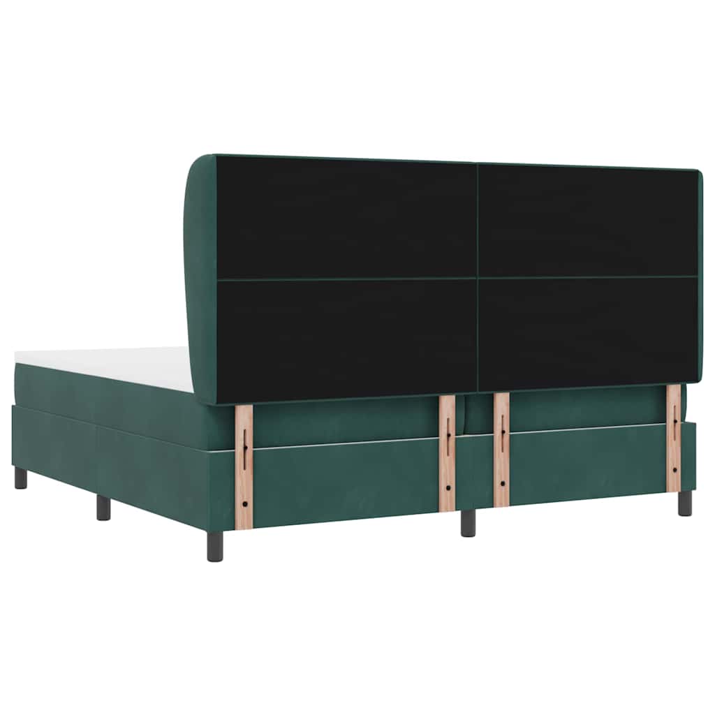 vidaXL Κρεβάτι με ελατήρια Σκούρο Πράσινο 200 x 200 cm Βελούδο