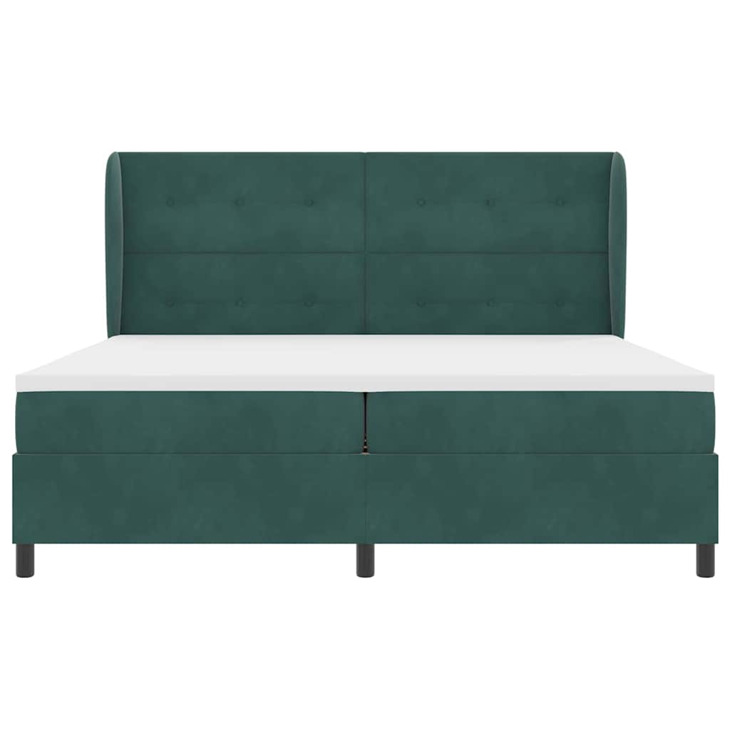 vidaXL Κρεβάτι με ελατήρια Σκούρο Πράσινο 200 x 200 cm Βελούδο