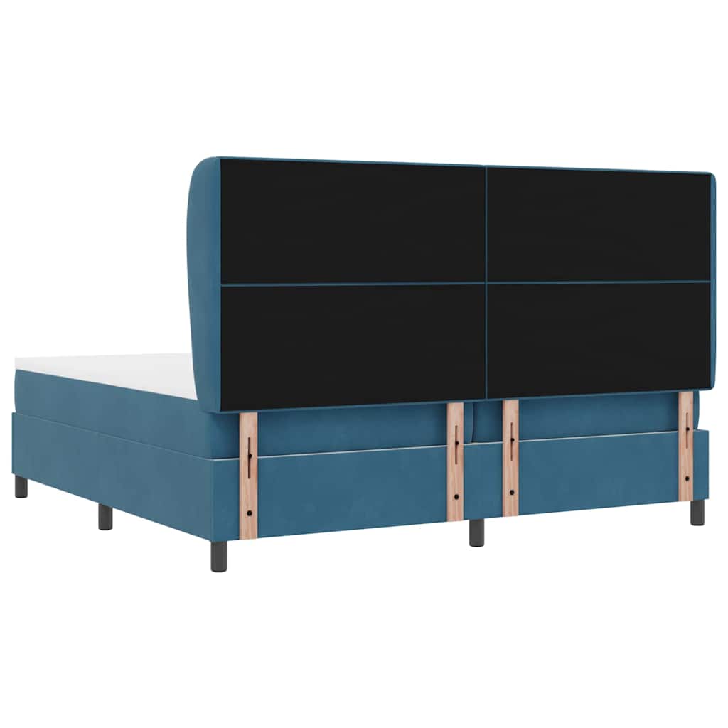 vidaXL Κρεβάτι με ελατήρια Σκούρο Μπλε 200 x 200 cm Βελούδο