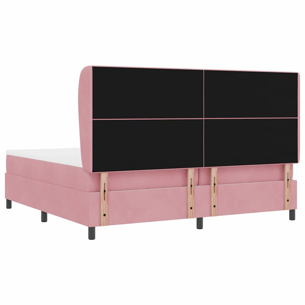 vidaXL Κρεβάτι με ελατήρια με κεφαλάρι Ροζ 200 x 200 cm Βελούδο