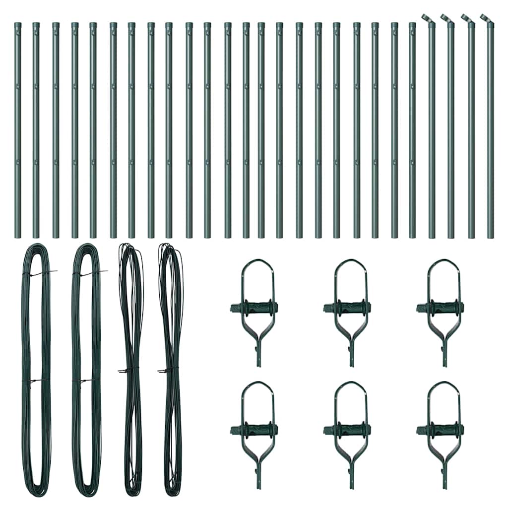 vidaXL Στηλοί φράχτη 26 τεμάχια Πράσινος Ø32 mm 80 cm Γαλβανισμένο Ατσάλι