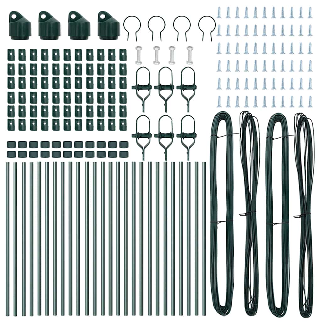 vidaXL Στηλοί φράχτη 26 τεμάχια Πράσινος Ø32 mm 80 cm Γαλβανισμένο Ατσάλι