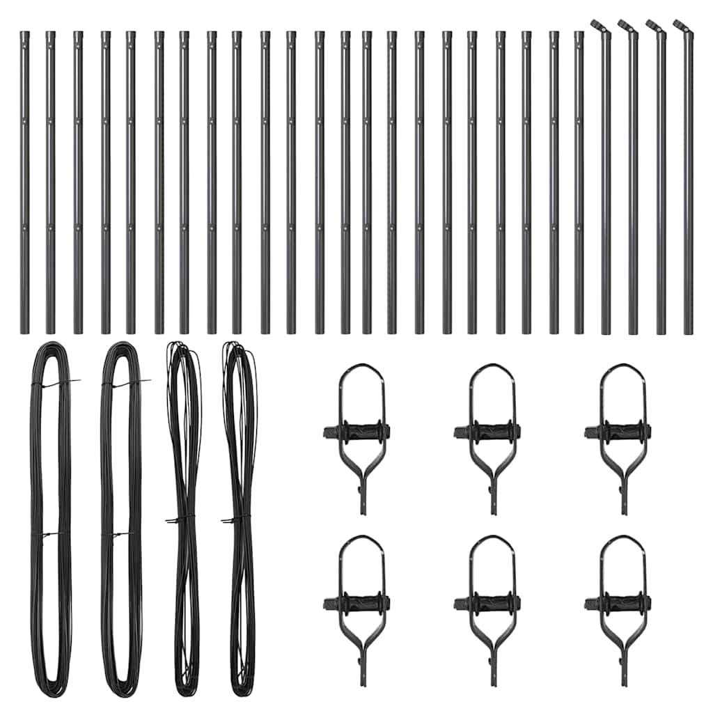 VidaXL Στυλίδια Φράχτη 26 τεμ Γκρι Ø32 χλστ 80 εκ Γαλβανισμένο Χάλυβα