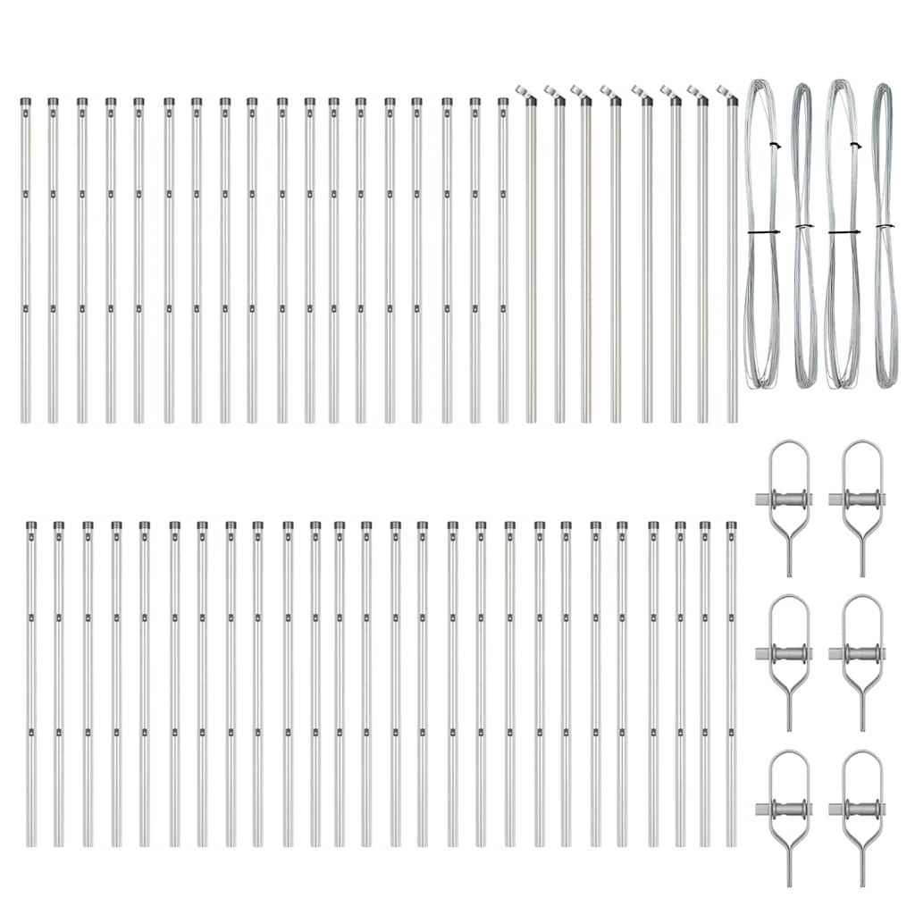 vidaXL Στυλοί Φράχτη 52 τεμ Ø32 mm 120 cm Γαλβανισμένο Ατσάλι