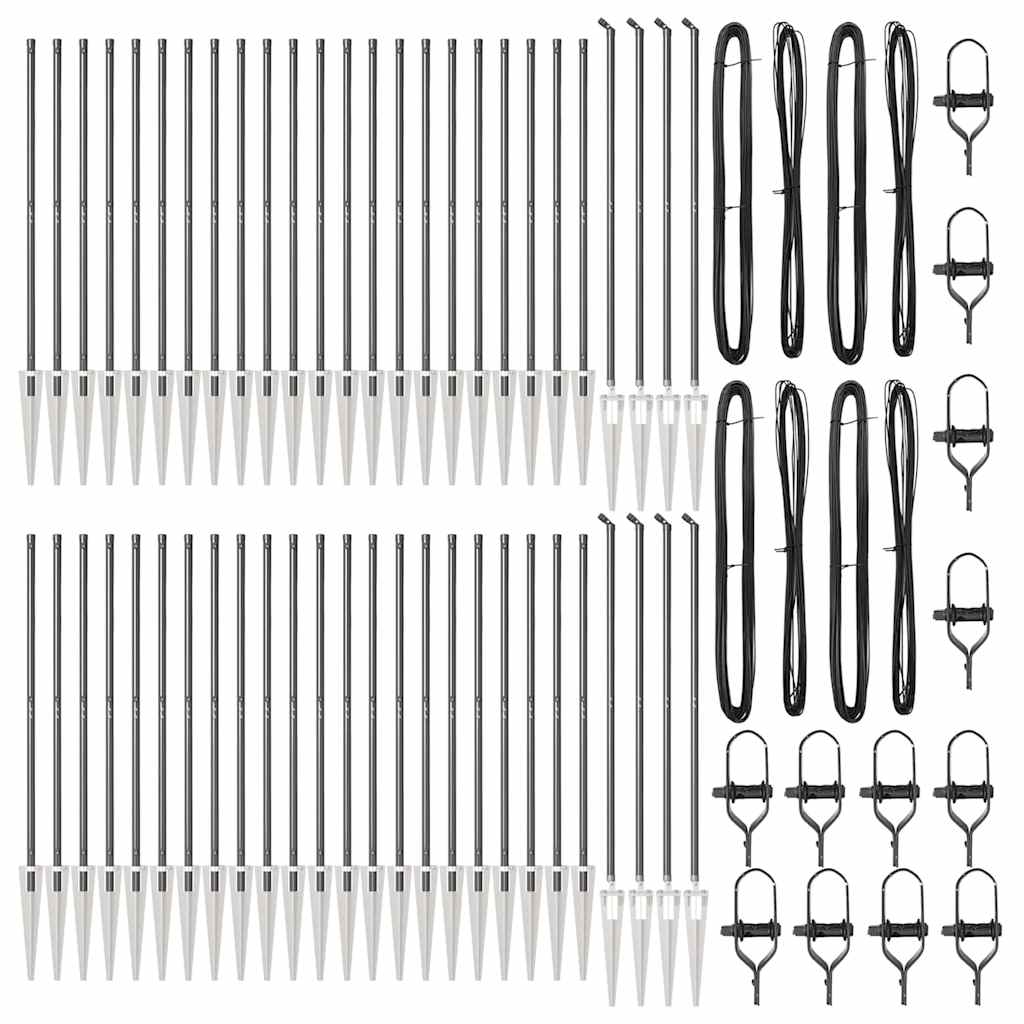 vidaXL Στήλες Φράχτη με Άκρη 52 τεμ Ø32 mm 140 εκ Γαλβανισμένος Χάλυβας