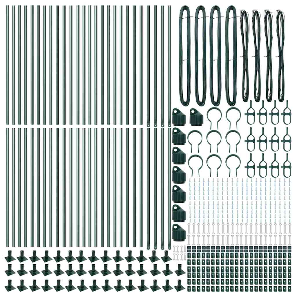 vidaXL Στήλες Φράχτη με Βάσεις 52 τεμάχια Ø32mm 50 εκ Γαλβανισμένο Ατσάλι
