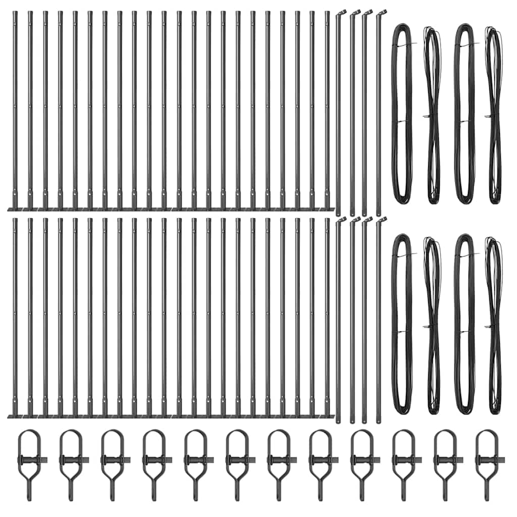 vidaXL Στερεά Πολυκαρβονικά Ελάσματα με Βάσεις 52 τμχ Ø32mm 50cm Γαλβανισμένο Χάλυβα