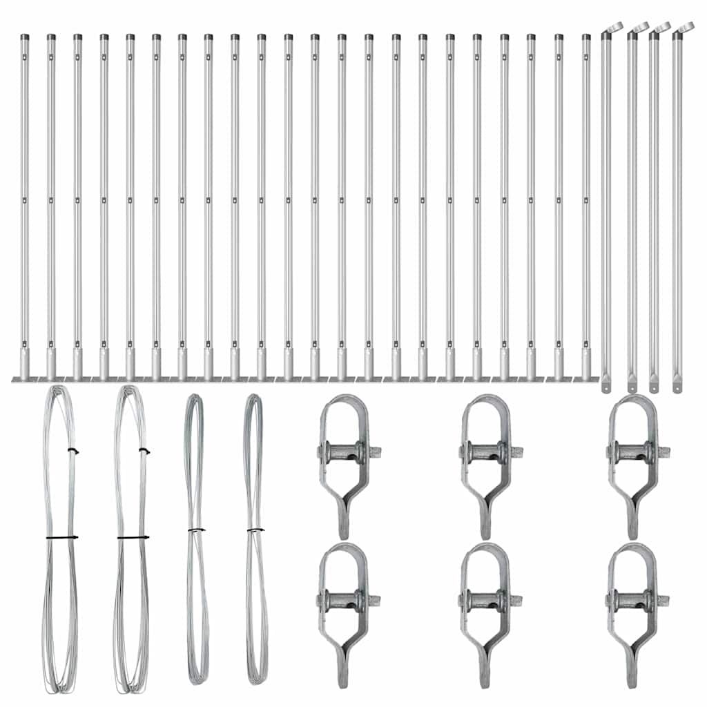 vidaXL Στηθαία με Βάσεις 26 τμχ Ø32mm 70cm Γαλβανισμένο Χάλυβα