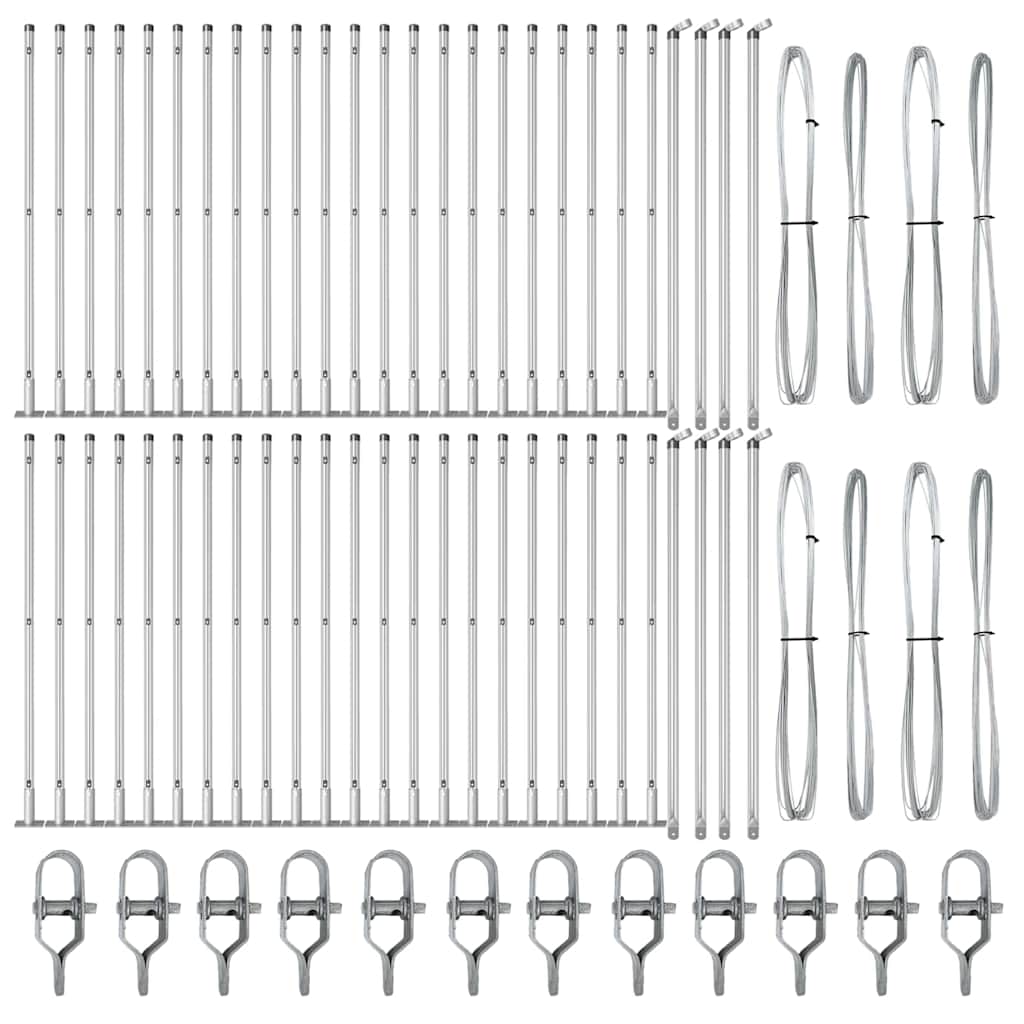 vidaXL Στυλίστικά Πόδια Φράχτη με Βάσεις 52 τεμ Ø32mm 70cm Γαλβανισμένο Χάλυβα
