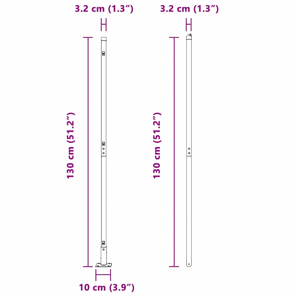 vidaXL Στυλοβάτες Φράχτη με Βάσεις 26 τεμ Ø32mm 68,5cm Γαλβανισμένο Ατσάλι
