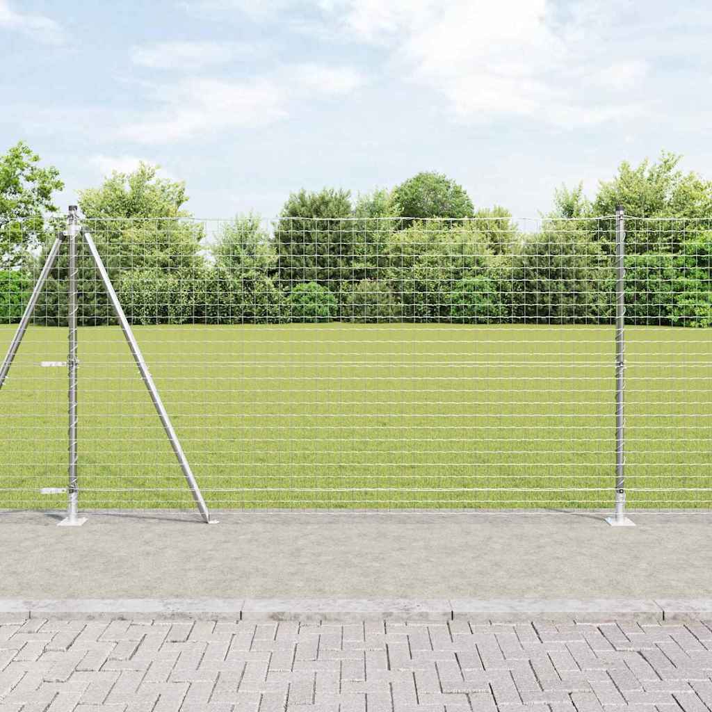vidaXL Κολώνα Φράχτη με Σκυρόδεμα 52 τμχ. Ασημί