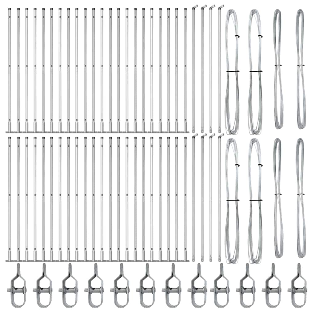 vidaXL Στυλοί φράχτη με βασεις 52 τεμ Ø32mm 88,5cm Γαλβανισμένο ατσάλι