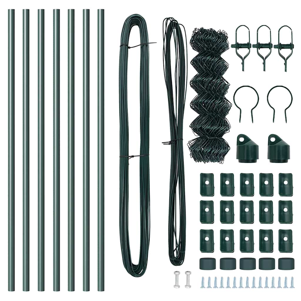 vidaXL Φράχτης από αλυσίδα με στήλες Πράσινο 0.4 x 10 μ Ατσάλι