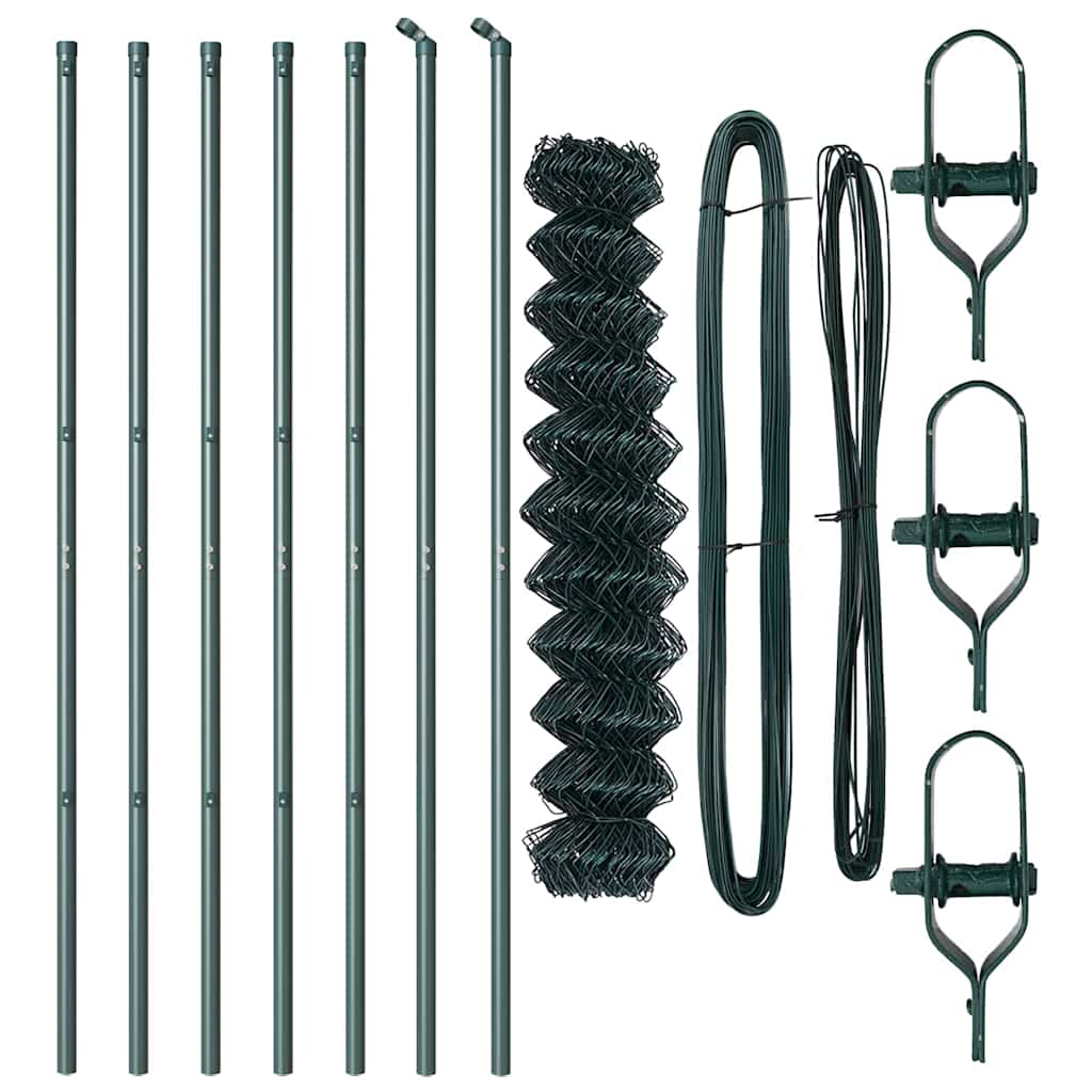vidaXL Σετ Στύλων Φράχτη Πράσινο 1.4 x 10 m Επικαλυμμένος Χάλυβας
