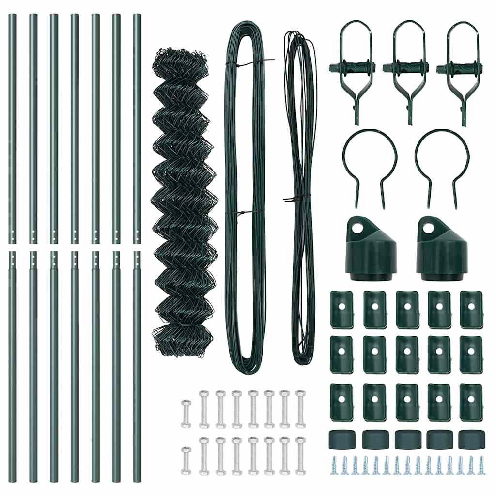 vidaXL Σετ Στύλων Φράχτη Πράσινο 1.4 x 10 m Επικαλυμμένος Χάλυβας