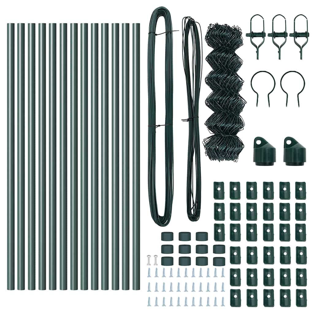 vidaXL Σετ Στύλων Φράχτη Πράσινο 0.8 x 25 m Επικαλυμμένος Χάλυβας