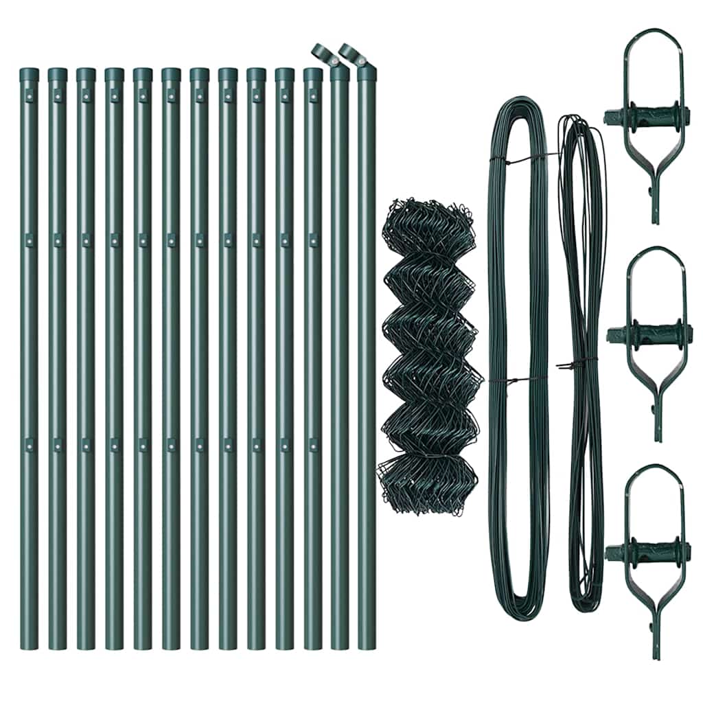 vidaXL Σετ Στύλων Φράχτη Πράσινο 0.4 x 25 μ Επικαλυμμένος Χάλυβας